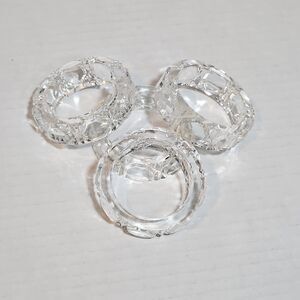 Set of 4 Crystal Napkin Rings – Vintage Faceted Glass – Elegant Tableware
